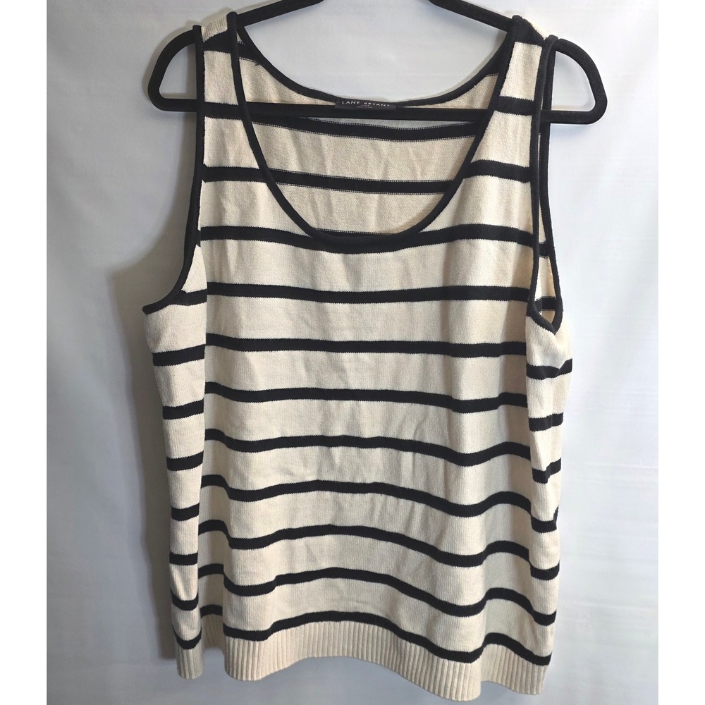 Lane‎ Bryant Striped Sleeveless Sweater Plus Size 22 24 Knit Cream Black Layers